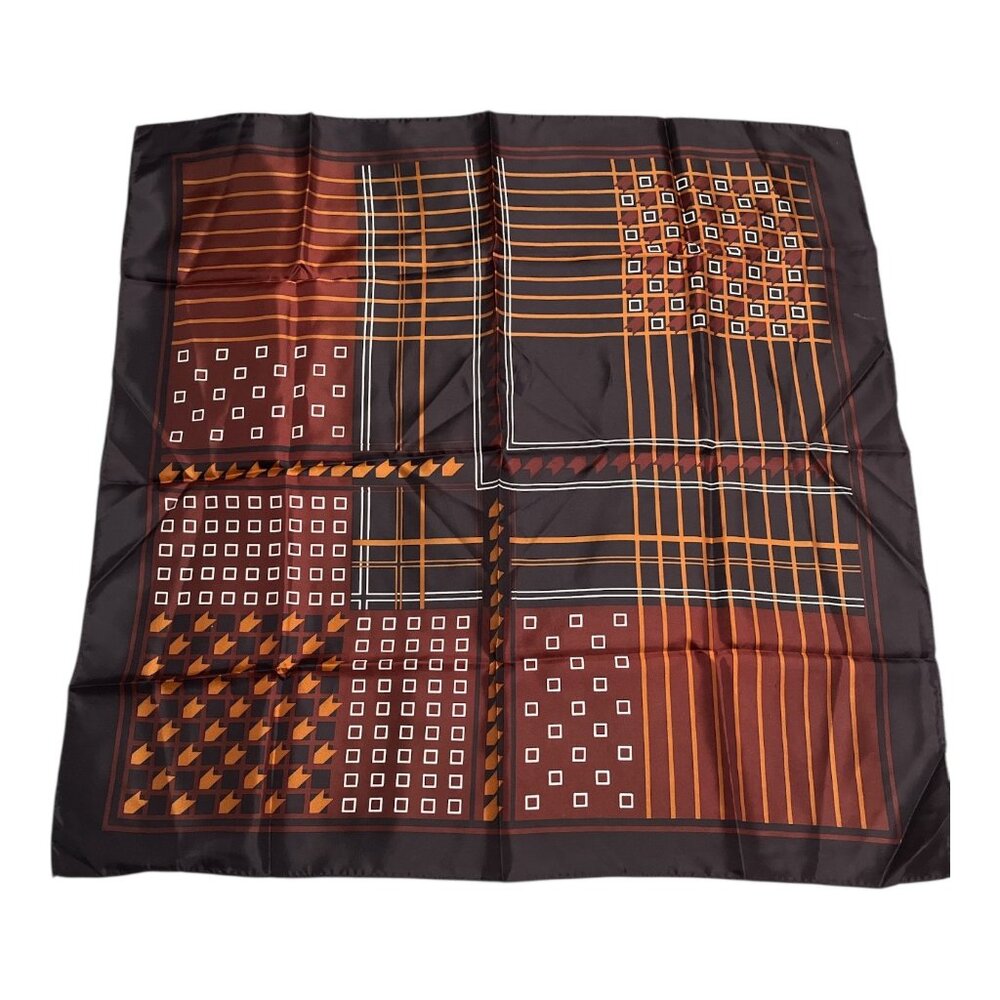 Vintage Geometric Acetate Fashion Scarf Brown Black Eastman Mfg Co. Japan